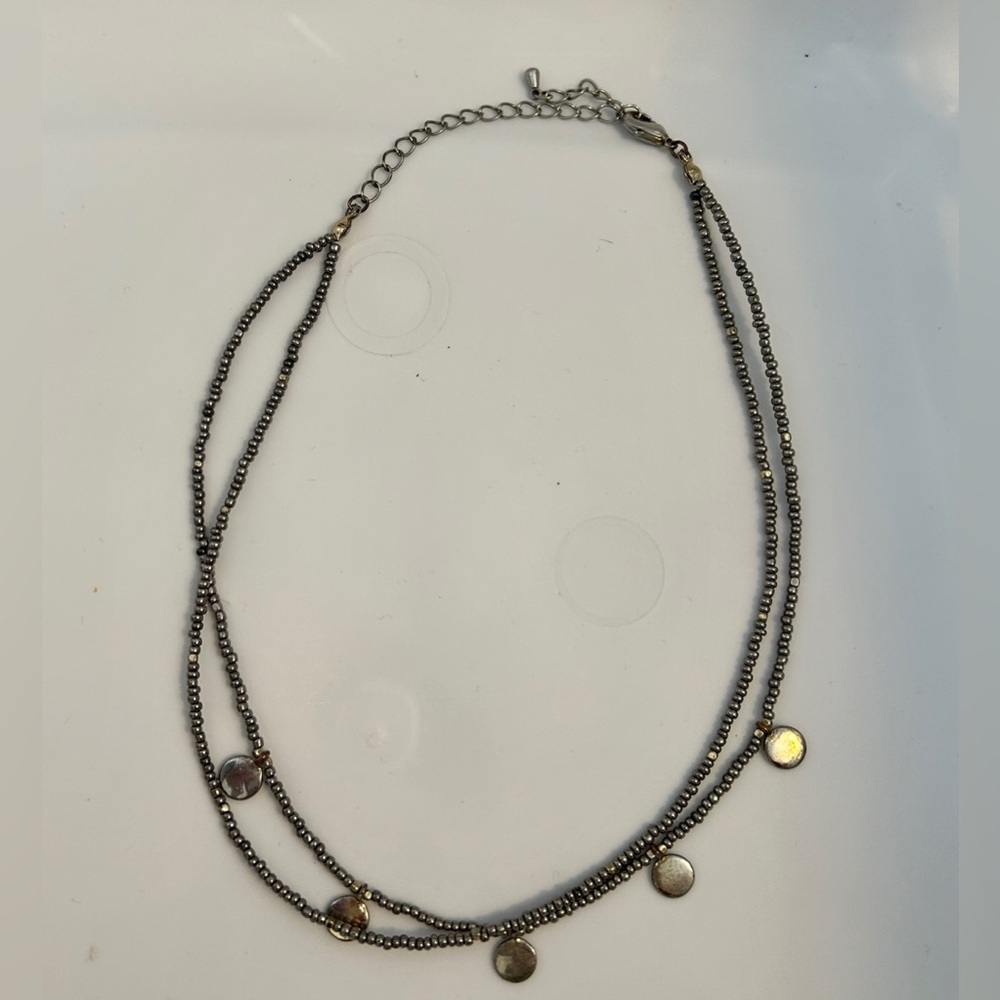 Antropologie Kenzie Necklace Mixed Metal Gold Silver